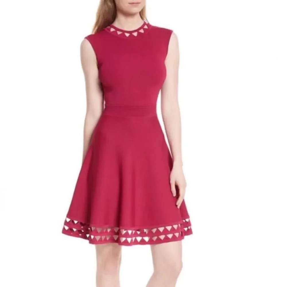 Ted Baker Kathryn Cut-out Knit Fit-and-Flare Dress Size 4 - Picture 1 of 16